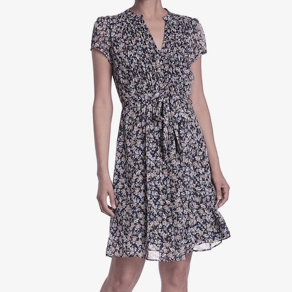 MSK Dresses & Skirts - MSK SHIRT DRESS NAVY FLORAL